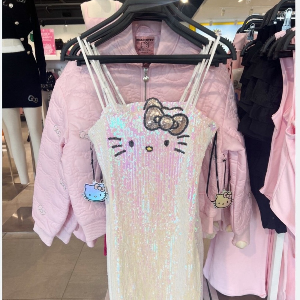 Hello Kitty Iridescent Sequin Slip Dress - White & Pink - Picture 4 of 4